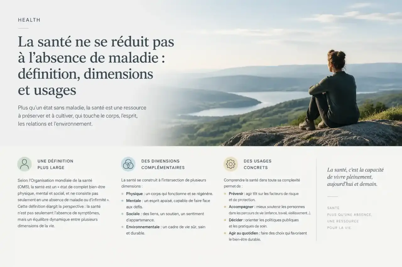 La santé ne se réduit pas à l’absence de maladie : définition, dimensions et usages