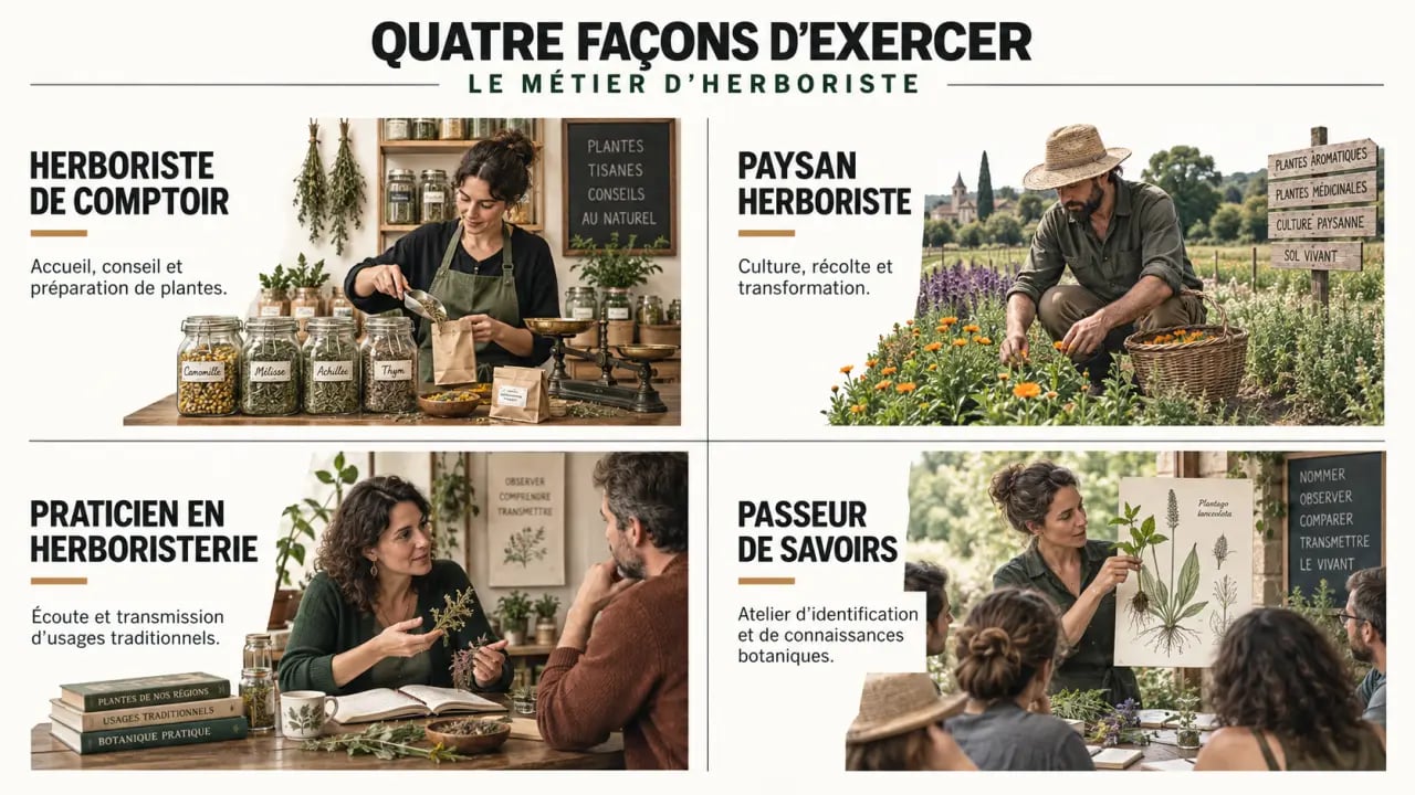 Métier herboriste : quatre façons d’exercer entre culture, vente, accompagnement et transmission