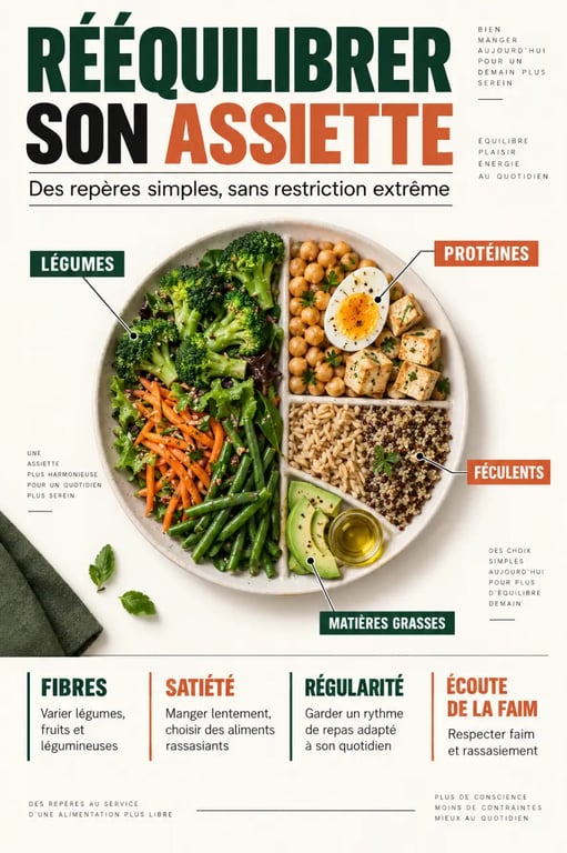 Rééquilibrage alimentaire perte de poids : composition d’une assiette équilibrée favorisant la satiété