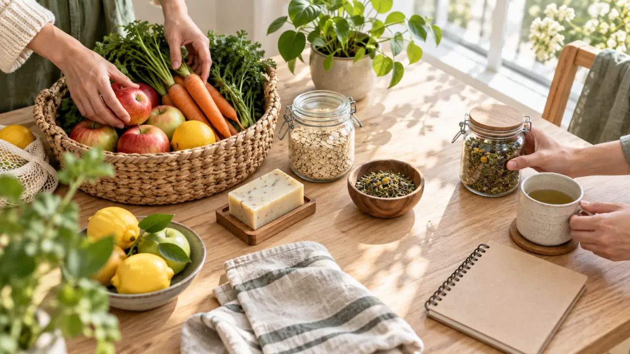 Accessoires naturels et produits simples pour prendre soin de soi à petit budget